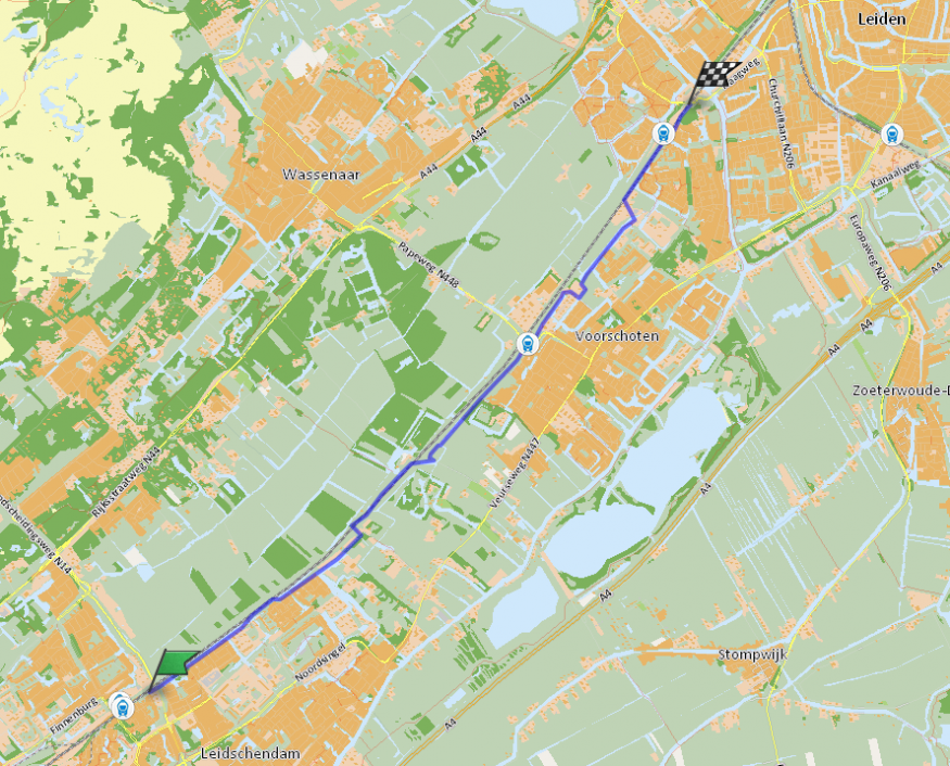 Velostrada de snelfietsroute van Den Haag, via Voorschoten naar Leiden.
