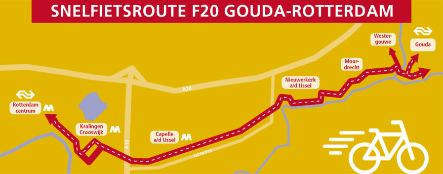 Tracé snelfietsroutes Gouda Rotterdam